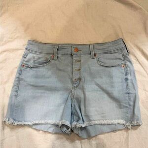 Universal Thread high-rise midi denim shorts in a light wash